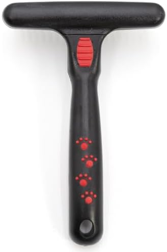 Jeffers Pet Magic Spring Undercoat Rake for Dogs & Cats, Pet Deshedding Brush, Undercoat Hair Removal Rake, Grooming Tool for Detangling, Removing Fur & Mats, Red Black Handle - Single Row 20 Pins - Image 2