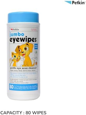 Petkin Jumbo Pet Eye Wipes, 80 Extra Moist Wipes - Gentle Eye Cleansing Wipes Remove Dirt, Discharge, & Tear Stains - Safe, Convenient, & Easy to Use Pet Wipes for Dogs, Cats, Puppies & Kittens - Image 7