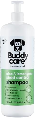 Shed Control Dog Shampoo by Buddycare | Aloe & Lemongrass Scented | with Aloe Vera and Pro Vitamin B5 (33.8oz) by Unknown