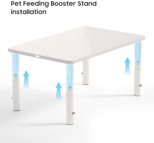 W‌SOWX Adjustable Automatic Cat Feeder Stand, Elevated Cat Food Stand,White - Image 6