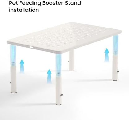W‌SOWX Adjustable Automatic Cat Feeder Stand, Elevated Cat Food Stand,White - Image 6