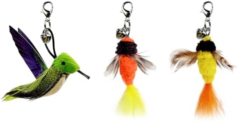 TTcat Cat Toy Hummingbird Refill Attachments with Bell & Feather, Replacement Bird Wand Toy Accessories for Interactive Cat Teaser Stick, Soft Furry Bird Kitten Chase Play Toys for Indoor Cats. by TTCAT