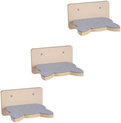 Solid Wood Wall Mounted Cat Steps, Cat Wall Furniture Shelves Stairs Perch(Grey) by EKIORI