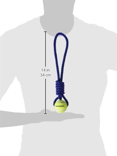 Mammoth Flossy Chews Twister Rope Toy with Tennis Ball – Premium Cotton-Poly Tug Toy for Dogs – Interactive Dog Tug Toy – Rope Dog Toy with Tennis Ball for Small Dogs - Mini 11" - Assorted Colors
