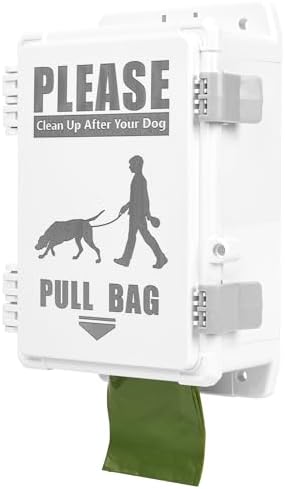 Dog Poop Bag Dispenser, Waterproof Outdoor Dog Bag Dispenser Holds Up to 8 Rolls of Waste bags, Outdoor Wall, Stake, Pole, Fence Mounted (only dispenser) by VANQOU