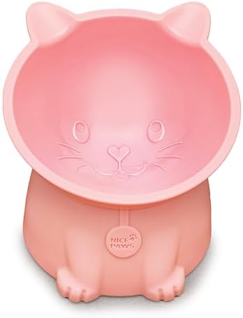 Tilted Elevated Cat Food Bowl - White/Grey/Blue/Pink - 1 Pc - Anti Vomit Raised Pet Bowl for Cats and Small Dogs - 100% Recycled Plastic by NicePaws