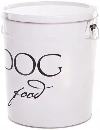 Harry Barker Classic White Dog Food Storage Canister – Small, Airtight Stainless Steel Pet Food Container, Holds Up to 10 lbs Dry Dog Food, Kitchen Counter & Pantry Storage - White
