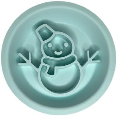 Snowman/Christmas 2-in-1 Silicone Slow Feeder & Licking Mat - BPA Free, Dishwasher Safe, 500ml Capacity, Perfect for Dogs & Cats (Ice Blue)