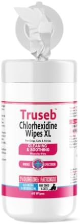 Truseb Chlorhexidine & Ketoconazole Medicated XL Topical Wipes with Aloe for Dogs, Cats, and Horses- 60ct 5"×6" wipes clean, deodorize, and soothe hot spots, paws, and irritated skin folds - Image 2