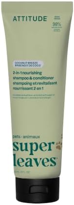 Attitude 2-in-1 Pet Shampoo and Conditioner, Dog & Puppy Shampoo with Argan Oil for Soft Shiny Coat, Gentle Nourishing Grooming Wash, Vegan, Coco Breeze Scent, 8 Fl Oz by Unknown