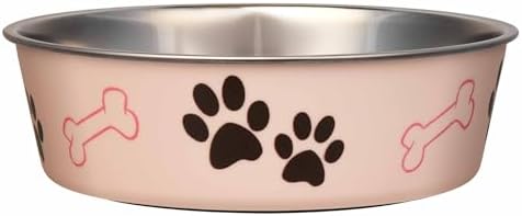 Loving Pets Bella Dog Bowls- Stainless Steel Dog & Cat Bowls - Spill Proof Dog Food Bowl, Cat Bowl, Puppy Essentials & Pet Supplies Great for Home & Travel (Medium 20-35 lbs, Paparazzi Pink) by Loving+Pets