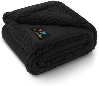 Waterproof Pet Blanket, Liquid Pee Proof Dog Blanket for Sofa Bed Couch, Reversible Sherpa Fleece Furniture Protector Cover for Small Medium Large Dogs Cats, Black Small（40" x 28"） by luciphia