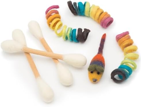 Glaciart One Indoor Catnip Cat Toy Pack - 7pc | Kitty Toys Include Wool Springs, Swabs & Mouse | for Activity, Exercise & Play | Filled w/Organic Catnip to Excite/Calm Pet | Great Gift Idea by GlaciartOne