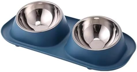 Raised Cat Bowl, No Spill Stainless Steel Elevated Food Bowls Blue by Adecadeoftrustedservice