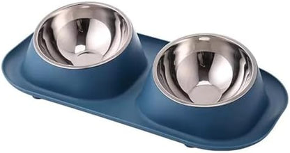 Raised Cat Bowl, No Spill Stainless Steel Elevated Food Bowls Blue by Adecadeoftrustedservice