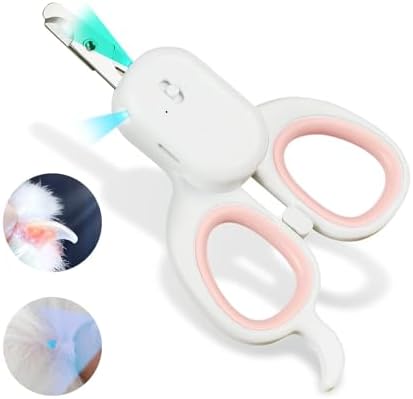 PAKEWAY Pet Nail Clipper with LED & -U-V Light, Cat Claw Trimmer with Ultra Bright LED Light for Nail Bloodline to Avoid Over Cutting, Sharp Angled Blade Grooming Tool for Dog Cat Rabbit Small Animals by PAKEWAY