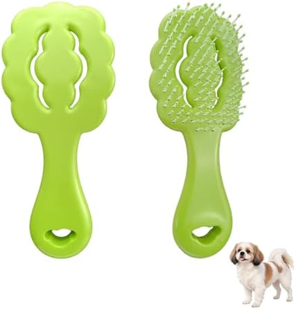 Cloud-Shaped Soft Bristle Small Dog Brush, Puppy Essentials (Green) by PetJoyHaven
