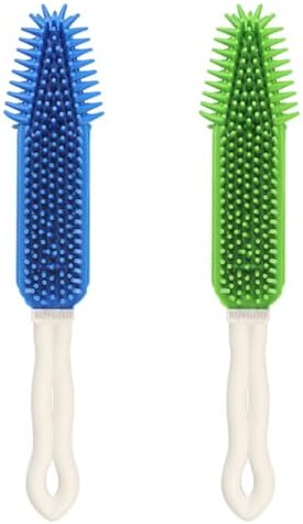 [2Pcs] Pet Hair Remove Brush, Car & Auto Detailing Portable Dogs Cats Hair&Lint Remover Rubber Massage for Furniture, Car Interiors, Carpet (Blue and Green) by BUYGOO