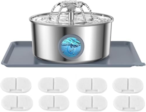 Cat Water Fountain, 3.2L 108Oz Stainless Steel Pet Fountain, 8 Filters by Unknown