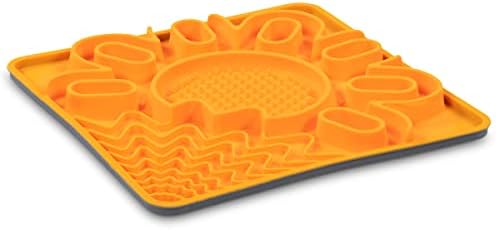 Messy Mutts Framed Multi-Surface Lick Mat, 9.5 Inch, Dogs Cats, Orange - Image 2