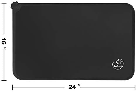 Silicone Waterproof Dog Cat Pet Feeding Mats, Non Slip, Easy Clean Pet Dog Cat Bowl Mats Placemat (24" x 16") Black - Image 3