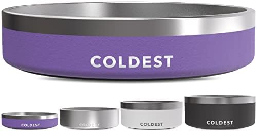Coldest Dog Bowl - Anti Rust Metal, Non Slip, 3 Layers Insulated Stainless Steel Dog Bowls - Spill Proof & Heavy Duty - Water Bowl for Dogs, Cats & Pets, Dish Washer Safe (21 oz, Galaxy Purple) by Coldest
