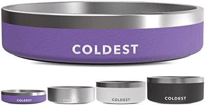 Coldest Dog Bowl - Anti Rust Metal, Non Slip, 3 Layers Insulated Stainless Steel Dog Bowls - Spill Proof & Heavy Duty - Water Bowl for Dogs, Cats & Pets, Dish Washer Safe (21 oz, Galaxy Purple) by Coldest