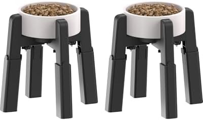 CZPET Dog Bowl Stand with Adjustable Height and Width [2 Pack, Stand Only] by CZPET
