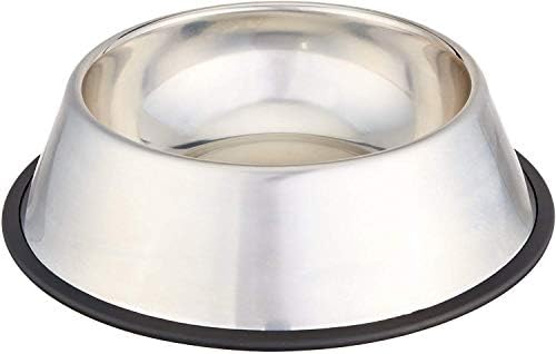 Amazon Basics Stainless Steel Non-Skid Dog Bowl, Dishwasher Safe, Rust Resistant, Single by AmazonBasics