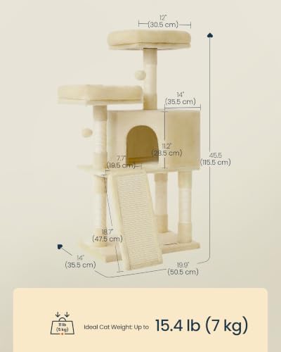 SONGMICS HOME Cat Tree, Scratching Ramp, Multi-Level Cat Condo - Image 5