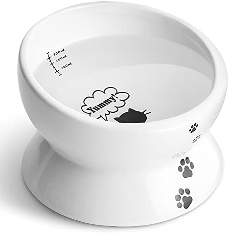 Y YHY Elevated Cat Food Bowl, Raised Food and Water Bowl for Cat and Small Dog, Tilted Ceramic Water Bowls No Spill,15oz, Dishwasher Safe by YYHY