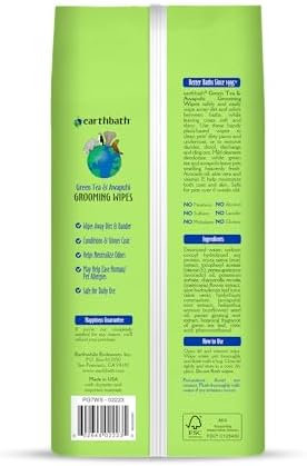 earthbath Green Tea & Awapuhi Grooming Wipes, 100 Count (2 Pack) - Image 2