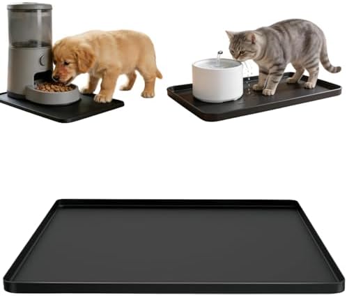 18.5x11 Silicone Mat for Pet Bowls and Water Fountains, Black by Unknown