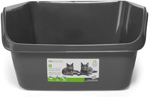 So Phresh Scatter Shield High-Back Litter Box Charcoal X-Large 24" L X 18" W X 10" H
