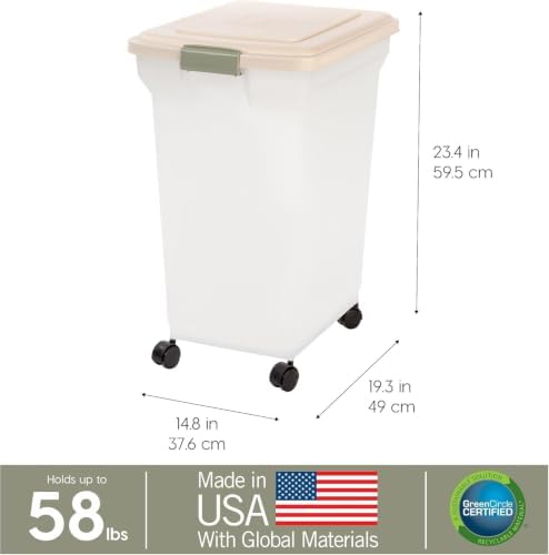 IRIS USA Dog Food Storage Container, Up to 58lbs, Almond/Pearl, Made in USA - Image 3