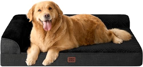 EHEYCIGA Extra Large Dog Bed Othorpedic, Memory Foam XL Dog Bed with Washable Removable Cover, Waterproof Pet Sofa Couch XLarge Size Dogs with Nonskid Bottom, 44x32x6.5, Black by EHEYCIGA