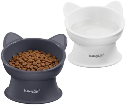 MateeyLife 2 Pack Elevated Cat Food Bowls for Indoor Cats & Kittens by MateeyLife