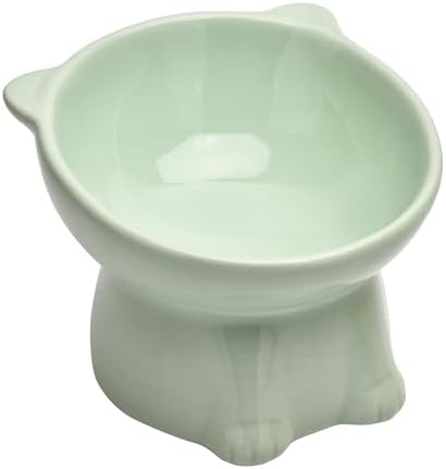 Ceramic Raised Cat Bowls,Tilted Elevated Cat Food Bowl for Indoor,Anti Vomiting & Protect Pet's Spine,Pet Feeder Dish for Flat Faced Cats and Kitten (White) - Image 6