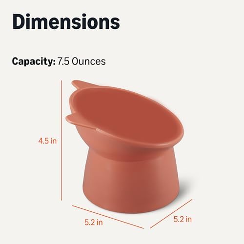Amazon Basics Raised Cat Feeding Bowls, Cat Ear Shape, Tilted Design, Whisker-Stress Free, 5.2 x 5.2 x 4.5 in, Orange and Blue, 2-Pack - Image 5