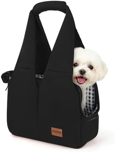 Dog Purse Carrier for Small Dogs and Cats, Soft-Sided Pet Tote Bag with 6 Large Pockets, Collapsible Travel Puppy Carrier, Fits Pets up to 13 lbs (Black, 15.7" L x 8" W x 11.8" H) by Unknown