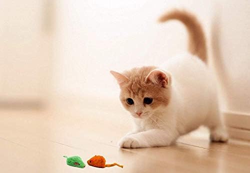 20 Halloween Colorful Furry Mice Cat Toys with Catnip and Rattle Sound Made of Real Rabbit Fur, Interactive Catch Play Teaser Mouse Toy for Cats and Kittens. Pack of 20 Mice - Image 6