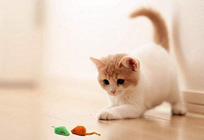 20 Halloween Colorful Furry Mice Cat Toys with Catnip and Rattle Sound Made of Real Rabbit Fur, Interactive Catch Play Teaser Mouse Toy for Cats and Kittens. Pack of 20 Mice - Image 6