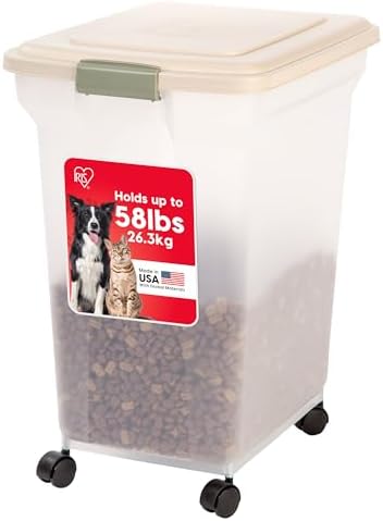 IRIS USA Dog Food Storage Container, Up to 58 lbs, Almond, Made in USA by IRISUSA