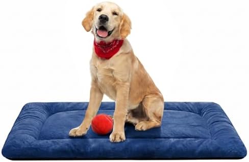 Dog Crate Pad Washable Dog Bed for Crate Medium Cozy Mat 36-Inch Navy Blue by VERZEY