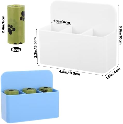 2 PCS Magnetic Dog Poop Bag Dispenser, Dog Poop Bags Holder, Wall Mount Pet Waste Bag Storage Container Comes with 90 Scented Waste Bags Indoor Outdoor Use for Dog Poop and Cat Litter Bags - Image 2