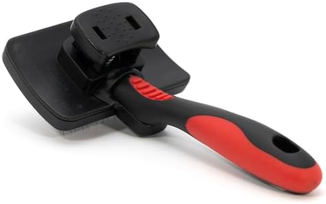 Jeffers Pet Self-Cleaning Slicker Brush for Dogs & Cats – Self Cleaning Button, Removes Tangles & Loose Hair, Non Slip Handle for Easy Grooming, Go To Gift for Pet Owners – Black, Red - Small - Image 2