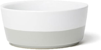Waggo Dipper Ceramic Dog Bowl for Small and Large Breeds - Heavyweight and Durable Pet Food and Water Dish Crock, Dishwasher Safe, Modern (Light Grey, Medium)
