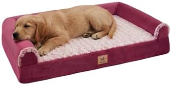 Orthopedic Dog Bed for Medium Dogs, Egg-Crate Foam with Bolster, L by PAWPUBBY