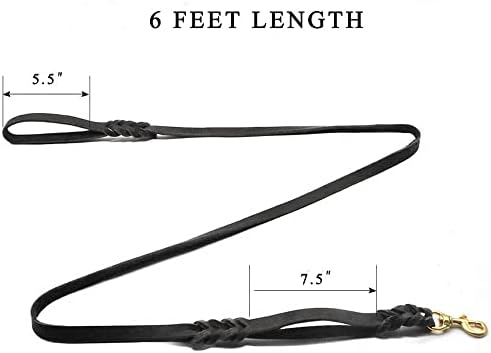 LWBMG Double Handle Leather Dog Leash 6 Foot - Heavy Duty Dog Leash with Traffic Handle - Braided Leather Lead for Small Medium Large Dogs - Image 6