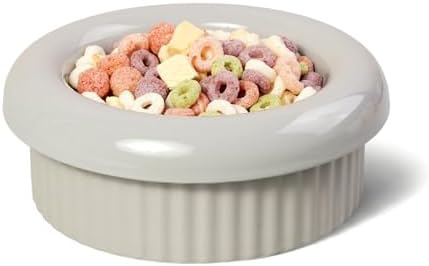 Donut Bowl Elevated Ceramic Cat Bowl with Stand, Raised Whisker-Friendly Bowl for Cats & Small Dogs, Patented Donut Design, Made in Korea (2.8" H -Gray) by BOWLBOWL